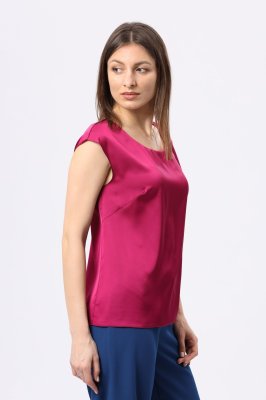 Атласна блуза малиново-червоного відтінку 1299, 42 - 8619101 - SvitStyle