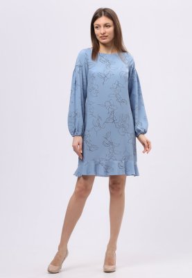 Синьо-блакитна сукня з віскозного шифону з об'ємними рукавами 5720, 42 - SvitStyle