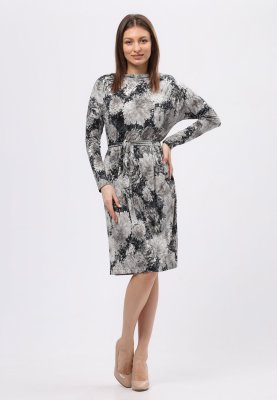 Легка трикотажна сукня з сірим квітковим принтом 5722, 42 - SvitStyle