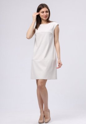 Біла сукня-сарафан з екошкіри 5730, 42 - SvitStyle