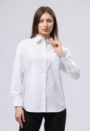 Біла сорочка з бавовняної тканини 1302, 42 - SvitStyle