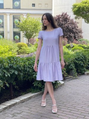 Ніжно-бузкова сукня з оборкою 5738, 42 - SvitStyle