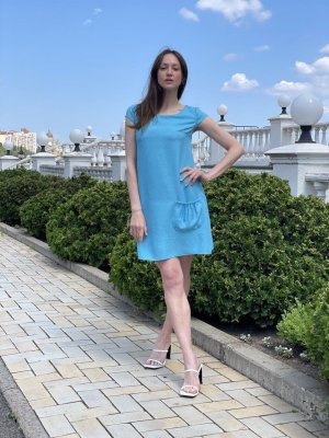 Яскрава блакитна сукня міні з віскозної тканини 5740, 42 - 8619203 - SvitStyle