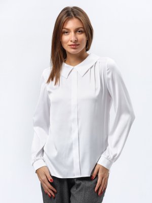 Перлинно-біла блуза з віскозного атласу 1311, 46 - 8619245 - SvitStyle