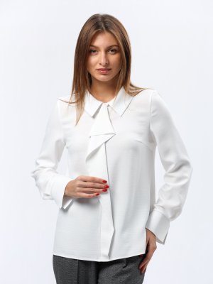 Біла блуза з дизайнерською краваткою 1312, 42 - SvitStyle