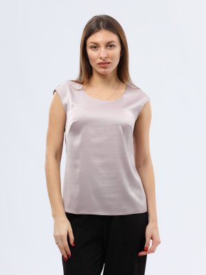 Світло-бузкова атласна блуза без рукавів 1316с, 44 - 8619300 - SvitStyle