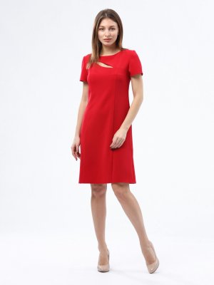 Червона сукня з оригінальним вирізом 5762, 42 - SvitStyle