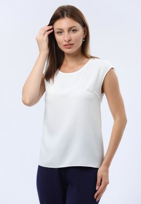 Біла блуза з легкої віскозної тканини жатка 1322, 42 - 8619361 - SvitStyle
