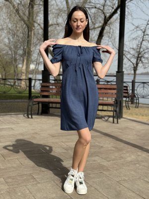 Літня темно-синя сукня з відкритими плечима 5770, 42 - 8619368 - SvitStyle