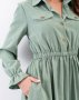 Зелена вельветова сукня-сорочка з довгими рукавами (4)