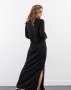 Чорна довга сукня з коміром-поло (3)
