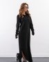 Чорна довга сукня з коміром-поло (2)