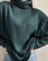 Зелений подовжений светр із високим горлом (4)