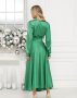 Зелена шовкова сукня з бантом (3)
