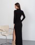 Чорна довга сукня-гольф з ангори з боковим розрізом (3)