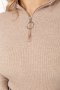 Кофта жіноча на блискавці в рубчик, колір бежевий, 204R041 (5)