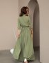 Довга сукня кольору хакі з розрізом (3)