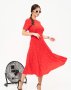 Червона в горошок сукня класичного крою (2)