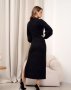 Чорне плаття з розрізом та довгими рукавами (3)