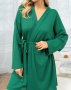 Зелений фактурний халат із довгими рукавами (4)