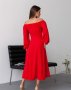 Червона ретро сукня з розрізом (3)