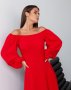 Червона ретро сукня з розрізом (4)