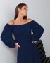 Темно-синя ретро сукня з розрізом (4)
