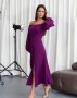 Фіолетова ретро сукня з розрізом (2)