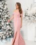 Рожева вечірня сукня-році з відкритими плечима (2)