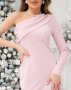 Рожеве плаття з драпіруванням і відкритим плечем (4)
