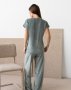Оливкова велюрова піжама з вільними брюками (3)