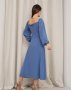 Блакитна приталена сукня з розрізами (3)