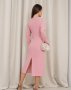 Рожева класична сукня з розрізом (3)