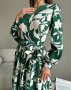 Зелена довга сукня-халат з принтом (4)