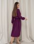 Фіолетова класична сукня з довгими рукавами (3)