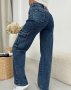 Сині вільні джинси карго з кишенями (4)