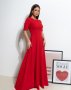 Червона довга сукня з розкльошеним низом (2)