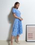 Блакитна приталена сукня з принтом (2)