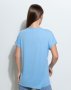Блакитна вільна футболка-кімоно з написом (3)