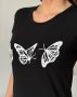 Чорна бавовняна футболка з метеликами (4)