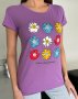 Бузкова бавовняна футболка з кольоровим квітковим малюнком (4)