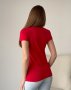 Червона бавовняна футболка з кольоровим квітковим малюнком (3)