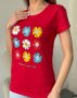 Червона бавовняна футболка з кольоровим квітковим малюнком (4)