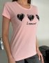 Рожева трикотажна футболка з серцем і написом (4)