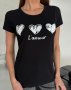 Чорна трикотажна футболка з серцем і написом (4)