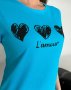 Блакитна трикотажна футболка з серцем і написом (4)