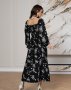 Чорна квіткова сукня з розрізом (3)
