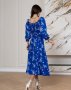 Квіткова синя сукня з розрізом (3)