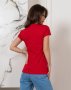 Червона бавовняна футболка з котячим силуетом (3)