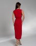 Червона сукня без рукавів крою на запах (3)